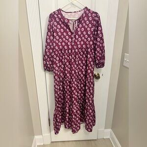 Purple floral midi dress